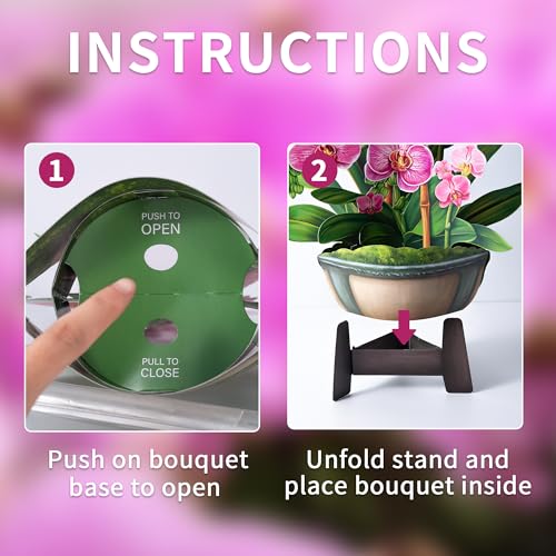 Airpark Pop Up Flower Bouquet Card for Women, 3D Floral Greeting Card with Envelope and Note, Birthday Thank You Thinking of You Get Well Gift for Mom Friend Wife Teacher, Orchid - style: Orchids