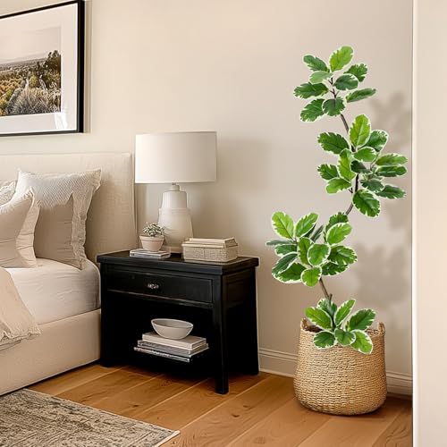 Garvee Fiddle Leaf Fig Tree Artificial Indoor, Faux Floor Plant, 6FT Tall Fake Plant with Planter and Pebbles, Artificial Trees for Home Decor Indoor,Tall Fake Tree for Housewarming - size: 6ft