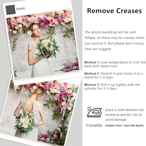 YongFoto Retro White Brick Wall Floral Arch Backdrop 10x5ft Rose Flowers Vine Leaves Photography Background Birthday Bridal Shower Wedding Party Banner Room Decor Portraits Photoshoot Wallpaper - size: 10ftx5ft
