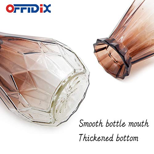 OFFIDIX Glass Vase Gradient Multicolor with Geometric Faceted Design Art Decorative Flower Vase for Wedding, Dinning, Bookshelf, Home Decoration or Gift - color: B-tawny Transparent Gradient