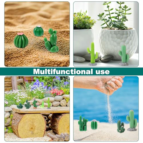 36 Pcs Mini Resin Cactus, Miniature Resin Cactus Figurines 12 Styles Cute Small Artificial Green Cactus Succulent Plants for Garden Flower Pot Bonsai Tiny Micro Landscape Decors
