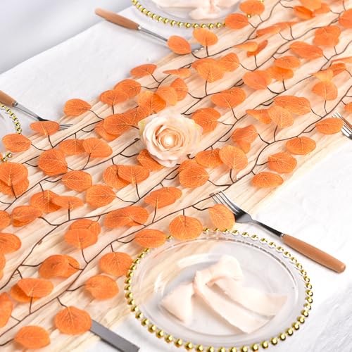 DearHouse 86 Feet 12 Strands Artificial Eucalyptus Leaf Plants Fall Garland Vine Hanging Eucalyptus Garland Thanksgiving Decor for Home Kitchen Wedding Wall Decor - size: 12pcs Fall Eucalyptus Vine