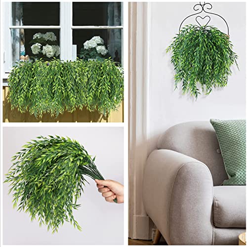 Artificial Weeping Willow Plants, Fake Hanging Vines Decor Plastic Greenery Leaves Faux Ivy for Home Indoor Outdoor Garden Door Wall DIY Basket Planter Filler Wedding Party Decorations Green - 8 Pack - color: Weeping Willow Vines/ 8 Pcs