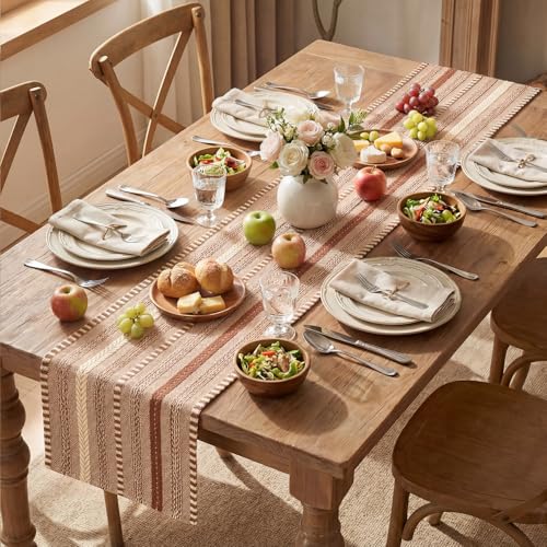 Artoid Mode Caramel Farmhouse Woven Table Runner, Seasonal Holiday Rustic Kitchen Dining Table Decoration for Home Party Decor 12x72 Inch - color: Caramel, size: 12" x 72", Table Runner