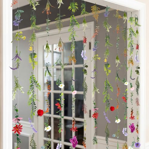 Suncalla 12 Pcs 70.8 ft Wildflower Garland Pre Strung Artificial Hanging Flower Vine Backdrop Decor from Ceiling Floating Silk Floral Garland for Garden Wedding Bridal Shower(Wildflower,Multicolor) - color: Multi Color, style: Wildflower