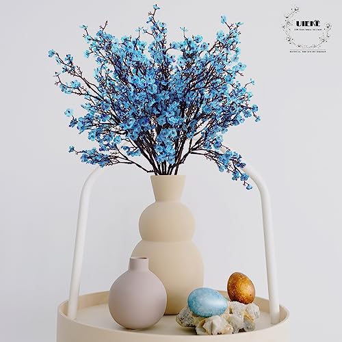 Uieke 15 Pcs Artificial Baby Breath Flowers Fake Gypsophila Bouquets Faux Silk Flower Real Touch Flowers for Wedding Farmhouse Decor DIY Home Party Office Kitchen Hotel Bathroom Garden Blue - color: Blue, size: 15PCS