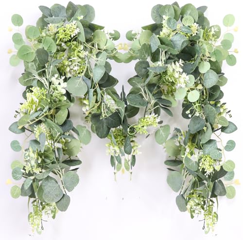 MAKHOT 5.9FT Eucalyptus Garland, Artificial Greenery Garland Flower, Green Garland Wreath Vines Decorations, Fake Silver Dollar Eucalyptus Leaves Vines for Table Home Wedding Mantle Party Decor - color: Green-1pcs
