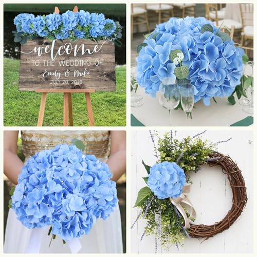 AVIVIHO 65pcs Blue Hydrangea Artificial Flowers Bulk (Not Squished, No Steaming Need) Silk Flowers with Stems Fake Flowers for Wedding Decor,Home,Baby Shower,Table Centerpieces Decoration - color: Blue, size: Medium