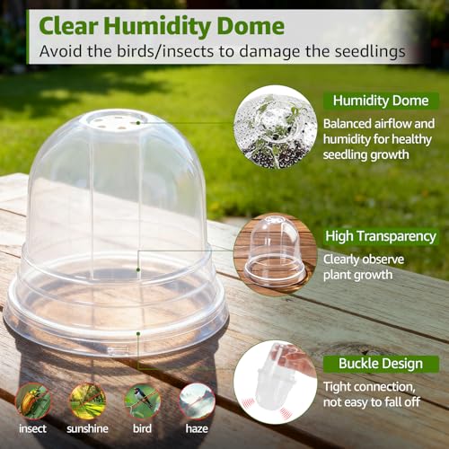 MIXC Clear Nursery Pots with Humidity Domes, 5/4/3.5 Inch Reinforced Transparent Plastic Pots for Planting with Drainage Holes for Seedlings, 30 Pack - color: Transparent, size: 3.5/4/5 Inch-with Lid