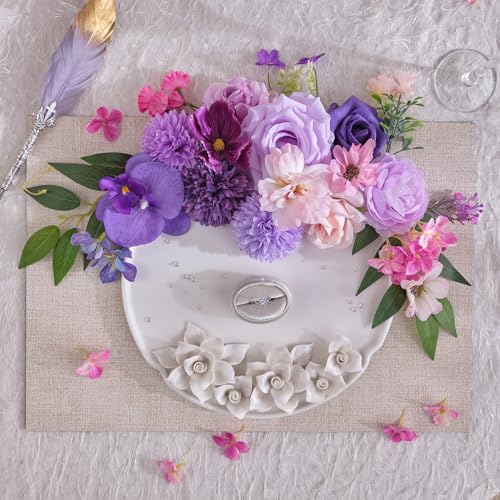 TINGE TIME Fake Flowers Artificial Flowers Peonies Bulbous Chrysanthemum Daisy Hydrangea Sunflower Violets Dahlia Daffodils Epiphyllum Orchid Cherry Blossom Camellia Leyaron (Purple) - color: Light Purple