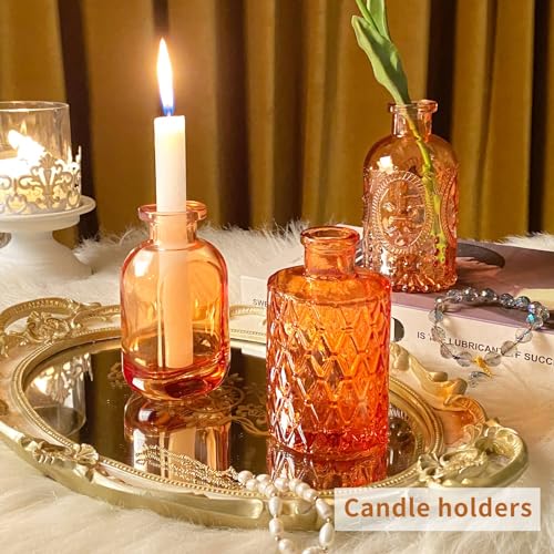 Valentine's Day Glass Bud Vases,Versatile Small Bud vases for Home and Wedding Decor, Exquisite Bridal Shower Table Centerpieces,Aromatherapy Bottles,Candle Holder, Gifts Idea(Pack of 30,Amber) - color: Amber, size: 30 pcs