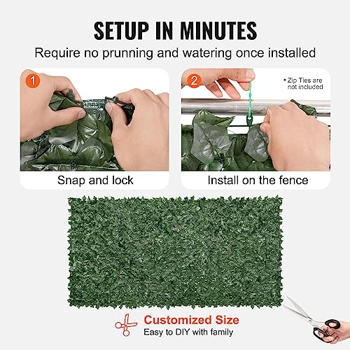 VEVOR Artificial Ivy Privacy Fence Screen, 59 x 118 in Faux Ivy Vine Leaf Hedges Fence, Greenery Privacy Fence with Mesh Cloth Backing, Green Wall Decoration for Outdoor Garden, Yard, Balcony - color: Ivy with Green Mesh Backing, size: 59 x 118 inch