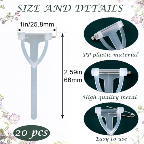 Boutonniere Safety Pins, Plastic Corsage Pins Safety Clips for Bride Groom, Tiny Boutonniere Brooch Supplies - color: Clear-20pcs