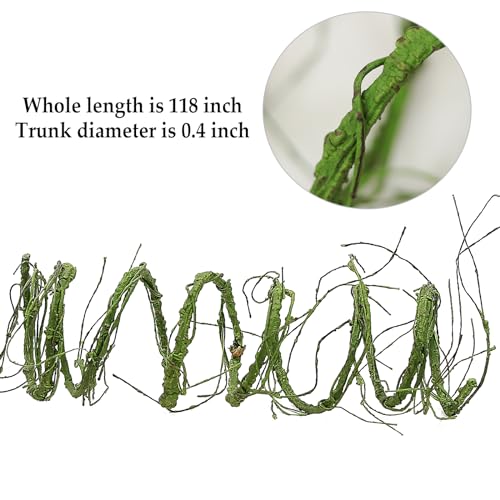 118inch Flexible Green Small Artificial Tree Branches Fake Tree Trunk Garland Rattan Wreath Cherry Blossom Grape Vines Floral for Wall Hanging Front Door Jungle Party Reptile Climb Hallween Decoration - color: Green, size: Small