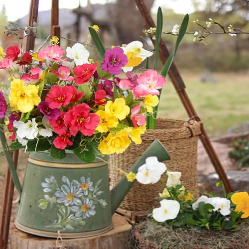 5 Pcs Artificial Flowers for Outdoors Hibiscus Spring Summer Decor Multicolor Artificial Tropical Flowers Realistic UV Resistant Silk Hibiscus Flowers for Outside Planter Front Door Porch Patio - color: Red+fuchsia+yellow+pink+white