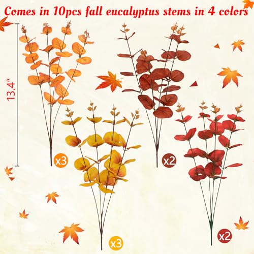 Yen Jean 10PCS Fall Decorations for Home Autumn Artificial Flowers Bouquet - Thanksgiving Fake Stems Plants Indoor Decor Outdoor Party Supplies - style: fall stems-2