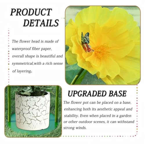 5.8 Ft Giant Artificial Flowers,Large Paper Flower,Huge Poppy Flowers Decoration for Wedding,Hotel,Office,Window Display and Home Farmhouse Decor(Yellow) - color: Yellow