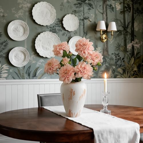 KBREE Dahlia Artificial Flowers, 3 Pcs Real Touch Blush Pink Flowers, 24.3” Long Stem Faux Dahlias in Natural Tones, Large Bloom Stems for Wedding Bouquet DIY, Table Centerpiece & Home Office Decor - color: Blush Pink