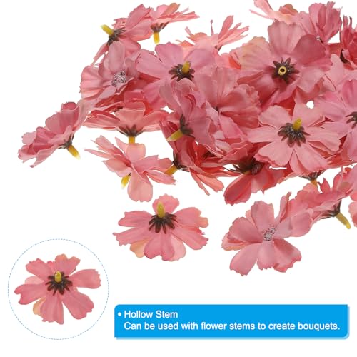 PATIKIL Fake Flower Heads for Crafts, 30 Pcs Faux Flower Bulk Mini Artificial Silk Flowers Embellishments Cherry Blossom for Wreath Wedding Party Decoration, Rose Red - color: Rose Red