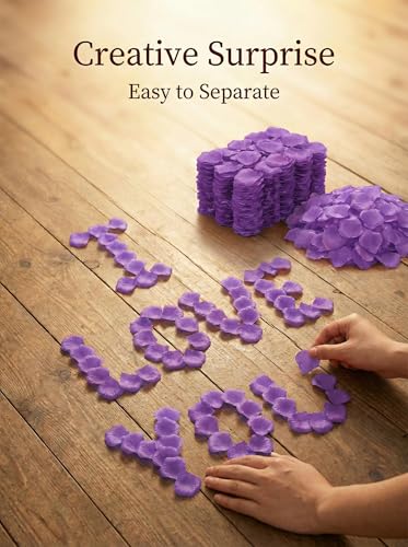 1000 Pcs Artificial Fake Rose Petals,Flower Petals for Romantic Night, Engagement, Party, Wedding, Event Flower Decorations, in Bulk(Purple) - color: Purple, size: 1000Pcs