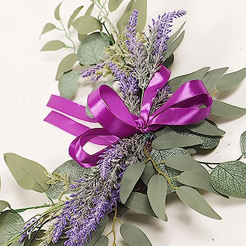 GOLDY&WENDY Artificial Purple Lavender Wedding Sign Flower Swag for Wedding Reception Entrance Welcome Sign Elegant Home Decor Set of 2 - color: C1-lavender