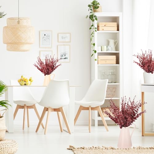 FEQO 36 Pcs Dark Red Eucalyptus Stems Artificial Leaves Faux Eucalyptus Stems Branches 15 inch for Wedding Bouquet Home Decor - color: Dark Red, size: 36 pcs