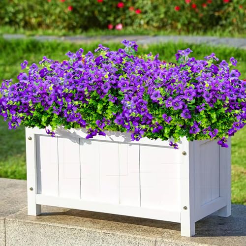 Artificial Flowers 12 Bundles, Faux Daisy and Eucalyptus Greenery Stems for Outdoor Indoor Decor - Fake Plants for Home, Garden, Patio, Porch Decoration - color: Purple