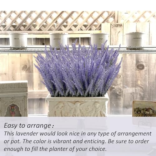 6 Bundles Artificial Lavender Stems, Purple Faux Flowers, 15-inch Decorative Floral Spray Faux Flower Bouquet