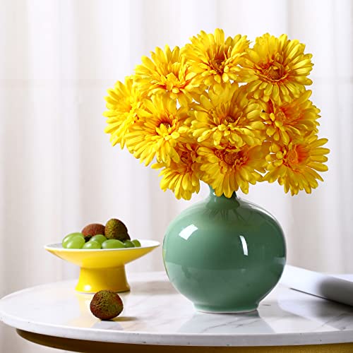TOPIA Artificial African Daisies Flowers African Daisy Silk Flowers Artificial Gerbera Daisies Pack of 10 (Yellow) - color: Yellow, size: 10pcs