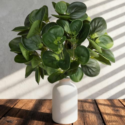 15" Artificial Eucalyptus Stems Potted Plant - Realistic Small Fake Desk Plants for Office Home Decor, Faux Plants in Frosted Ceramic Vase for Indoor Spaces, Wedding Centerpieces Table Decor（2pcs leaf - color: Big Eucalyptus Plant