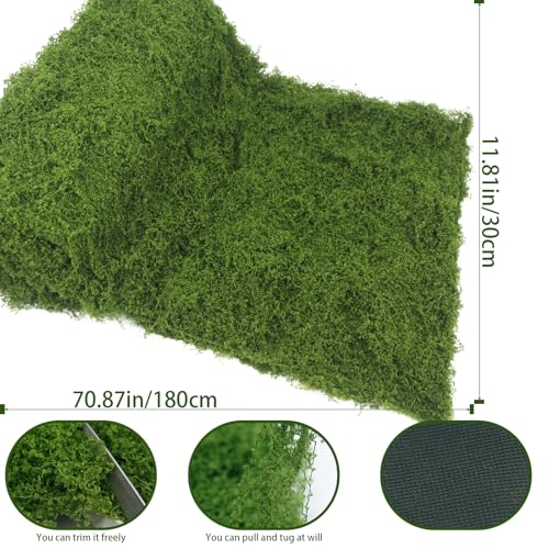 Fake Moss Rug Roll Moss Mat for Decoration 12" x 71" Artificial Moss Blanket for Plants Indoor Dark Green Faux Grass for Planters Crafts Table Runner DIY Fairy Garden Wedding 30 x 180cm - color: Dark Green, 12 X 71 Inch/30x180cm