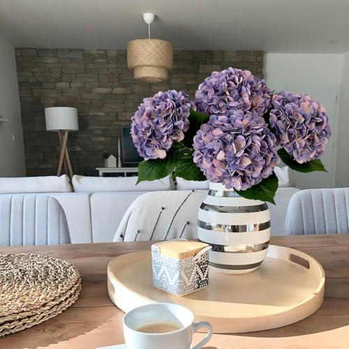 JINWOE 4Pcs Puple Artificial Silk Hydrangea Flowers,22" Silk Faux Hydrangea Bouquet for Home Table Centerpieces Wedding Garden Party Decoration - color: Puple