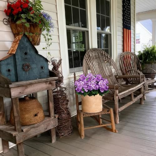 2 Pcs Artificial Geraniums for Outdoors Silk Cemetery Flowers Purple Faux Flowers Geraniums for Planter Outdoor Garden Patio Grave Cemetary Vase Centerpiece Indoor Porch Decor - color: Purple 2