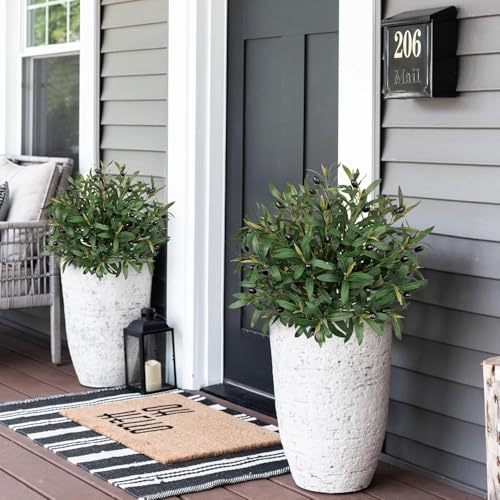ENVEN Artificial Topiary Ball Trees with Ground Spikes UV Resistant Faux Greenery Shrubs Fake Shrubs for Outdoors, Realistic Faux Plants Bushes for Garden Porch Yard Patio Decor (Green) - color: Green