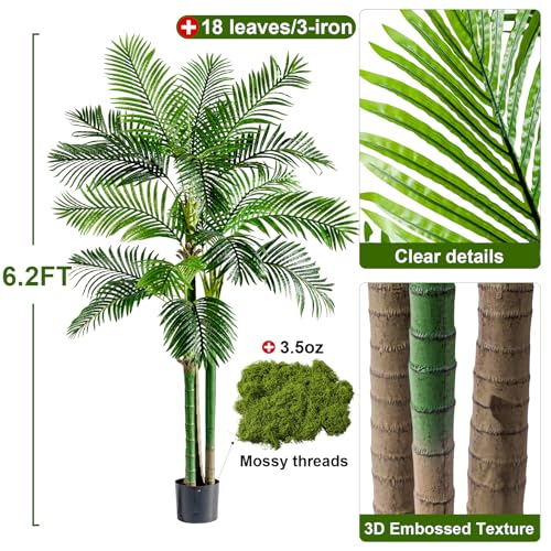 Big Faux Tropical Trees Tall Artificial Palm Tree Indoor Outdoor Realistic Floor Plants Large Fake Plant for Home Living Room Office Decor Porch Outside Patio arboles para Modern Farmhouse decoracion - color: Multi Pole Palm Tree, size: 6ft