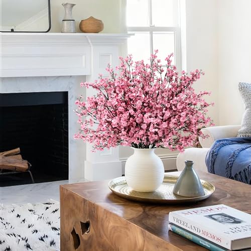 Waipfaru 6Pcs Fake Flowers Baby's Breath Silk, Real Touch Pink Artificial Flowers Bulk with Bendable Stems for Valentine's Day Spring Wedding Party Decor - color: Pink, size: 6pcs