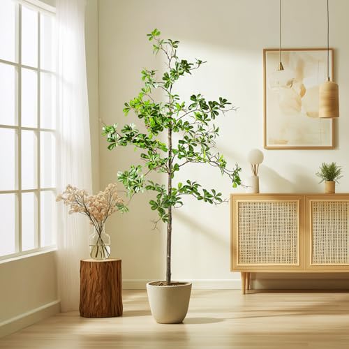 Erimda Faux Black Olive Tree 5ft, Faux Plants Indoor Large Tall Tree Artificial Shady Lady Tree with Natural Wood Trunk & Realistic Leaves, Fake Olive Plant for Home Office Indoor Decor - color: Green, size: 5ft
