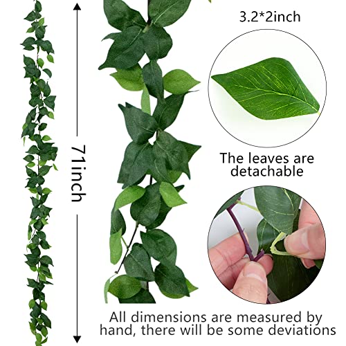 dallisten 3 Strands Artificial Vines Kit, 71" Silk Eucalyptus Ivy Garland Green Leaves Natural Odorless, Fake Greenery Hanging Plants Decoration for Home, Bedroom, Wall, Party, Wedding Decor - color: Blackish Green