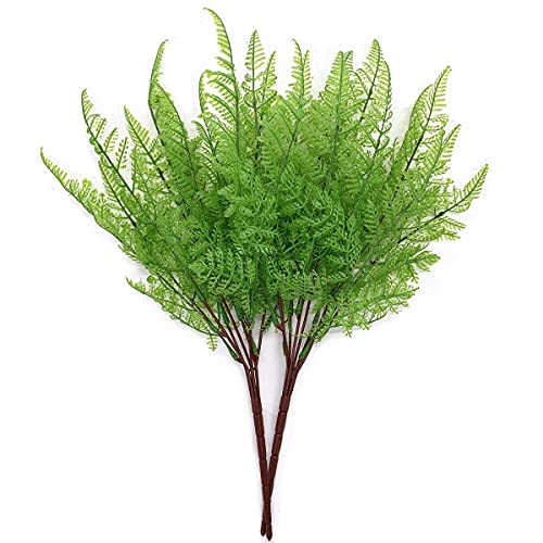Artificial Shrubs, Plastic Plants Fern Leaves Persian Grass Simulation Fake Bushes Outdoor Indoor Home Garden Verandah Kitchen Parterre Table Centerpieces Arrangements Decoration Green 2pcs - color: Fern Grass / 2pcs