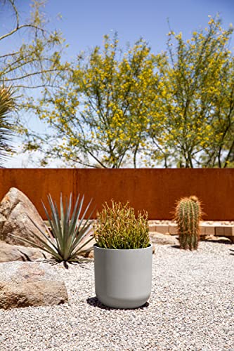 Veradek Mason Series Lima Planter - Round Planter for Indoor or Outdoor Porch/Garden | Made from Plastic-Stone Composite with Drainage Holes | Modern Décor for Succulents, Flowers, Small Plants - color: Gray, size: 10 inches