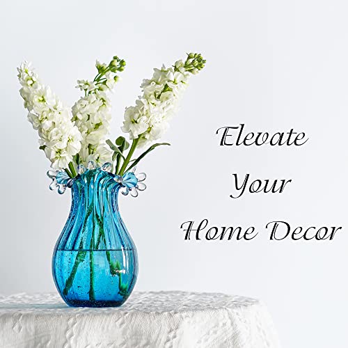 8inch Blown Glass Bubble Vase Collection Modern Art Flower Vase Decoration for Home Decor Living Room,Office,Centerpiece,Table and Wedding,Blue - color: Blue Bubble