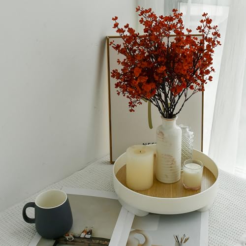 ONLY ART Burnt Orange Silk Baby’s Breath Flowers – 6 Bundles, 18.7" Faux Florals with Flexible Stems for New Year and Valentine's Day Elegant Home, Wedding & Event Décor - color: Burnt Orange