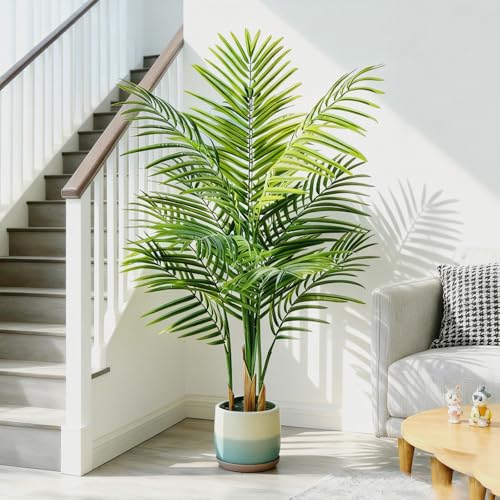 Artificial Palm Tree Indoor 4ft, Large Fake Tropical Areca Palm Tree with 13 Trunks, Faux Dypsis Lutescens Floor Plant in Pot for Indoor Outdoor Home Office Decor & Housewarming Gift - size: 4ft