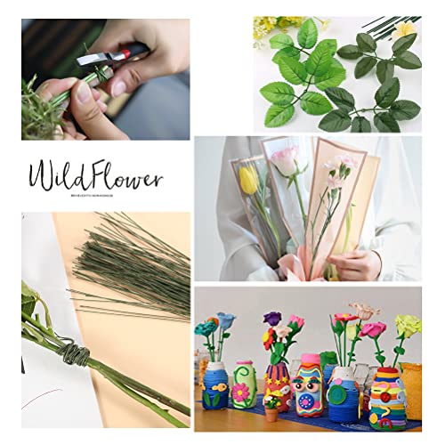 Floral Wire 26 Gauge, 100 Pcs Green Florist Flower Wire Stems for Crafts, Bouquet Stem Wrapping, Wreath Making, Flower Arrangement Supplies (14 Inch) - color: Green