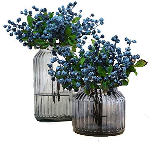 Fake Artificial Flowers California Berries Branches Picks Blueberry Fruit for Christmas Home Hotel Decorations (Blue 10 Pack) - color: Blue 10 Pack