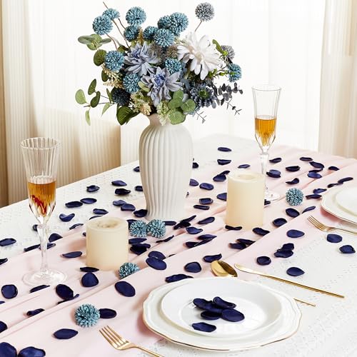 SITUMEIZI 400PCS Artificial Rose Petals Navy Blue Fake Silk Flower Petals for Romantic Night for Her Set Valentine's Day, Wedding, Proposal Anniversary Decorations - color: Blue