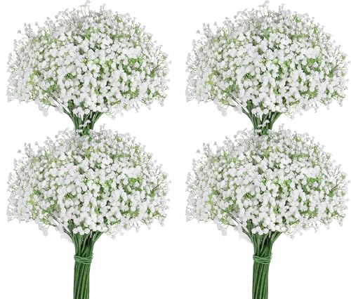 DomeStar Artificial Baby’s Breath Flowers – 42 PCS White Fake Gypsophila for Wedding Centerpieces, Home Decoration, DIY Crafts, Bridal Shower, Party Decor & Gifts