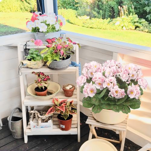 CISDUEO 4 Pcs Artificial Geranium Flowers for Outdoors Silk Flowers Outside Pink Geranium Bush Faux Flowers Geraniums for Outdoor Decor Indoor Garden Patio Grave Cemetary Table Centerpiece - color: Light Pink