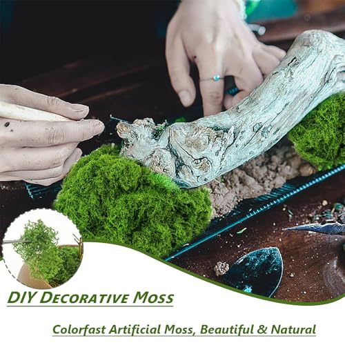 Aiareozy 3.5oz Fake Moss, Fake Green Moss for Potted Plants, Artificial Moss for Crafts, Green Moss for Decorating, Moss Decor Artificial, Faux Moss for Fairy Garden Floral Wedding (100g)