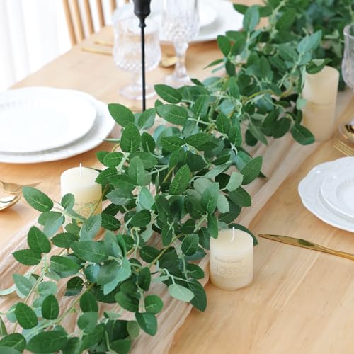 mizii 5 Packs 340" Artificial Vines Garland Fake Vine with Small Green Leaves Silk Rose Leaf Faux Hanging Plants Greenery Decoration for Outdoors Indoor Table Centerpieces Wedding Decor (Rose Leaves) - color: Rose Leaves